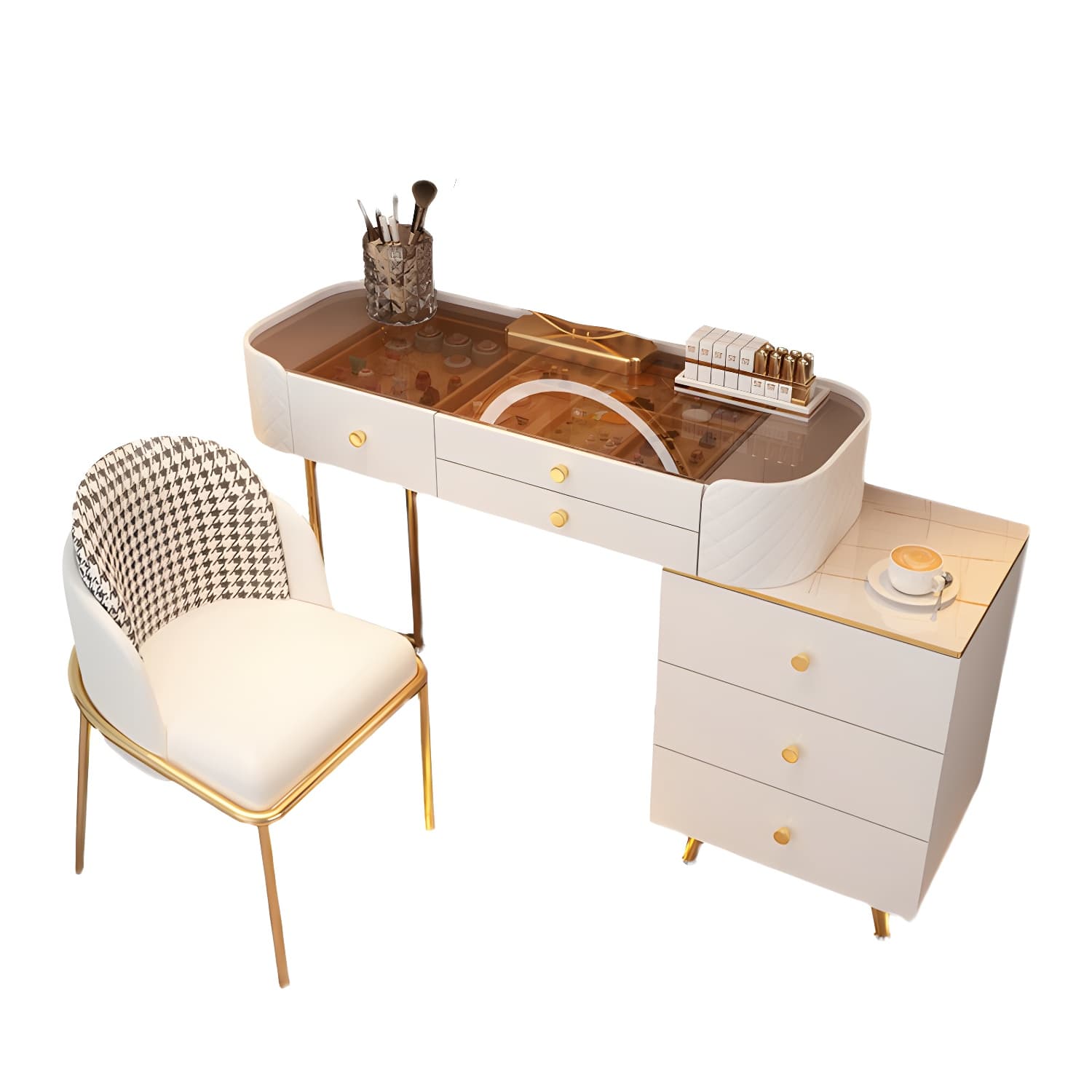 5/6 Drawers & Mirror Jewelry Vanity Desk 30.7" Tall Makeup Vanity Desk - image 12