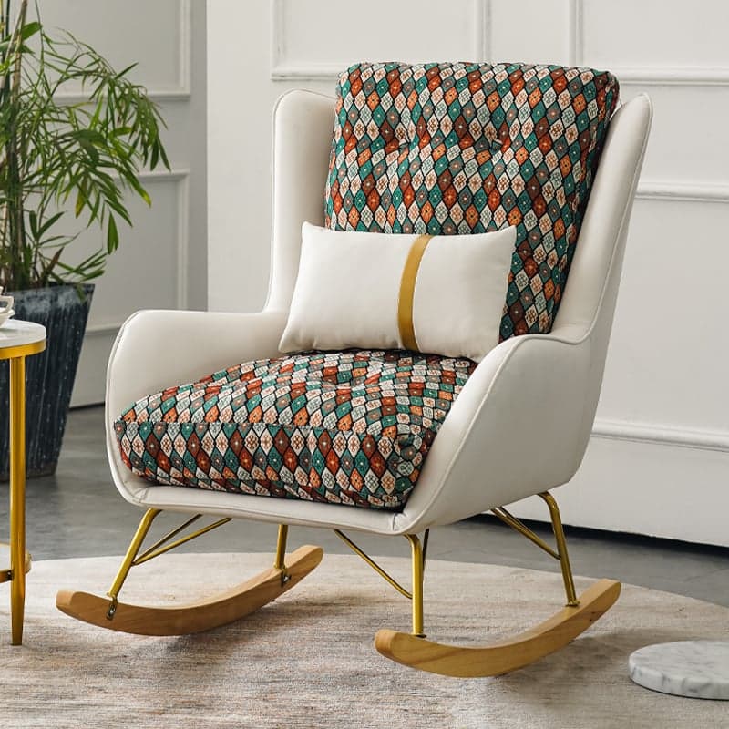 Contemporary Resistant To Dirt Upholstered Rocking Seat with Natural Wood & Metal Base and Recessed Arm - image 6
