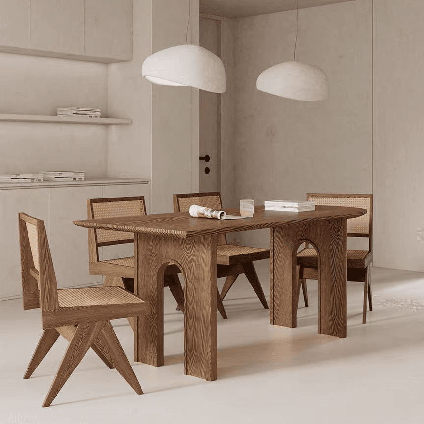 Natural/Espresso Finish/Sand Natural Pine Wood Dining Table for 9 People/for 6