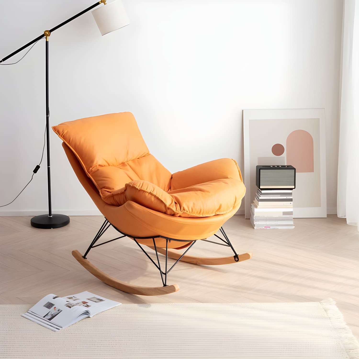 Contemporary Style Nursery Sofa Rocking Chair Indoor Rocking Chair with Ottoman - image 7