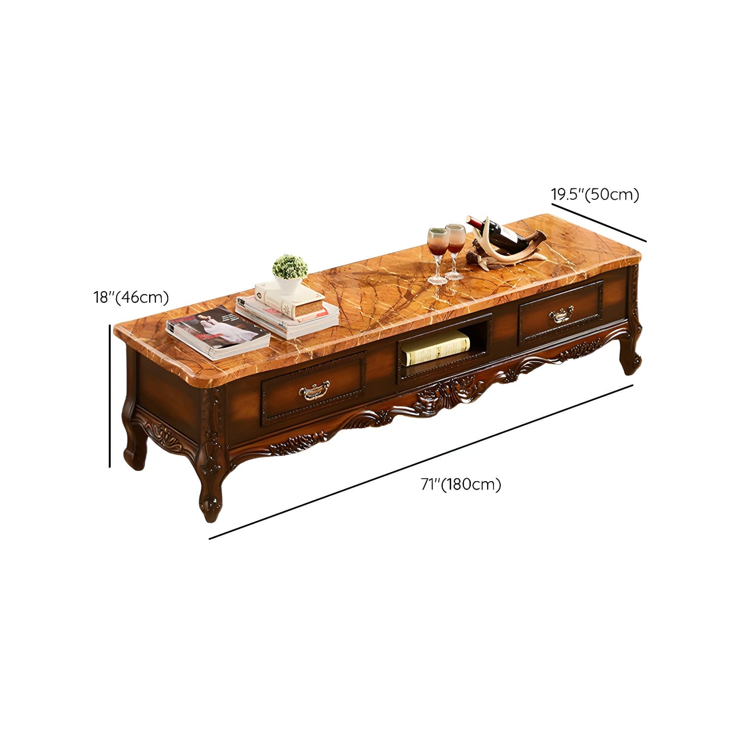 Scandinavian Brown TV Stand with Drawers & Shelves and Low Height featuring Open Storage - image 7