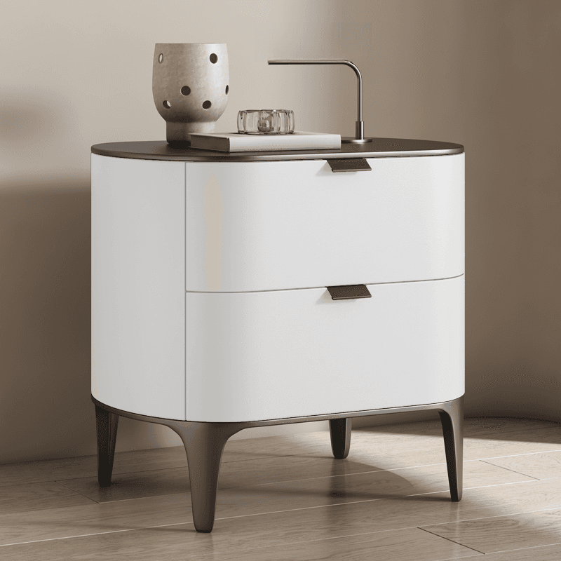 Stylish Drawer Storage Nightstand with 2 Drawers, Lumber Countertop, and Leg - image 10