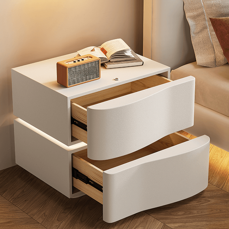Organic Modern Drawer Storage Nightstand Synthetic Leather Illumination Light - image 8