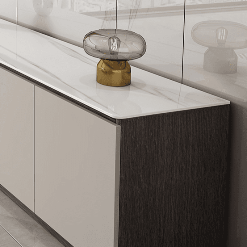 Beige Stone TV Stand with 4-Drawer, 2 Cabinets/4-Cabinet, Cable Management, Visible Storage and Light - image 7