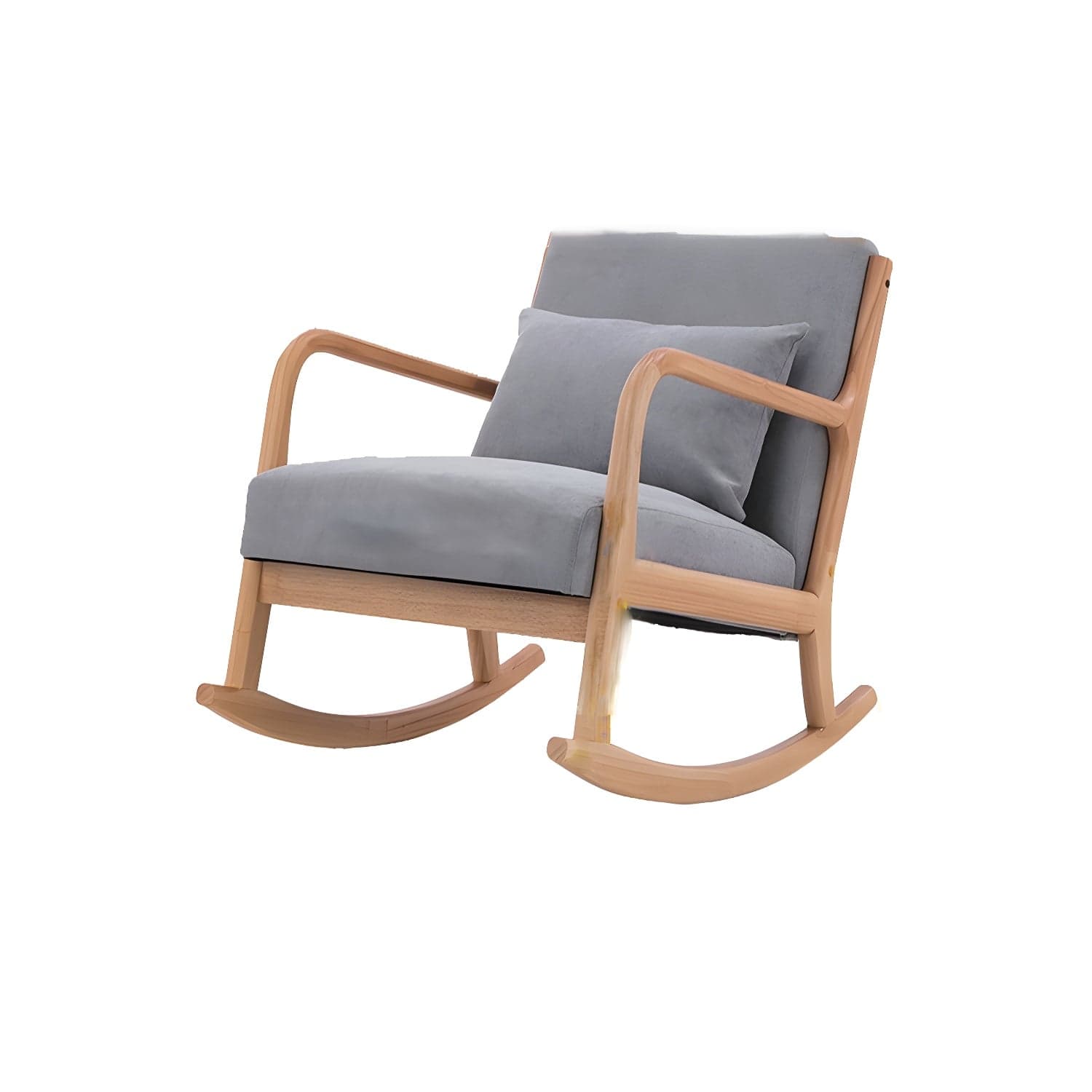 Mid-Century Modern Rocking Accent Chair with Solid Wood Frame and a Pillow - image 5