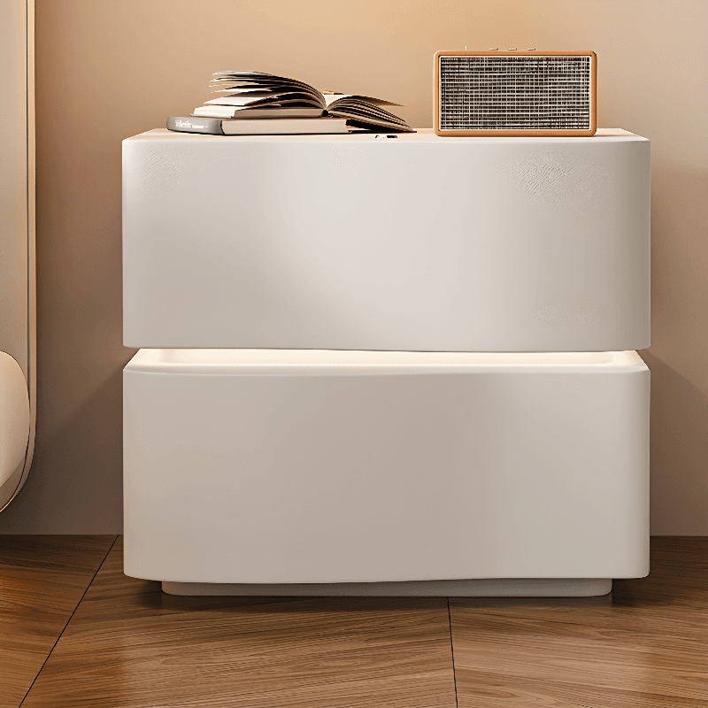 Organic Modern Drawer Storage Nightstand Synthetic Leather Illumination Light - image 5