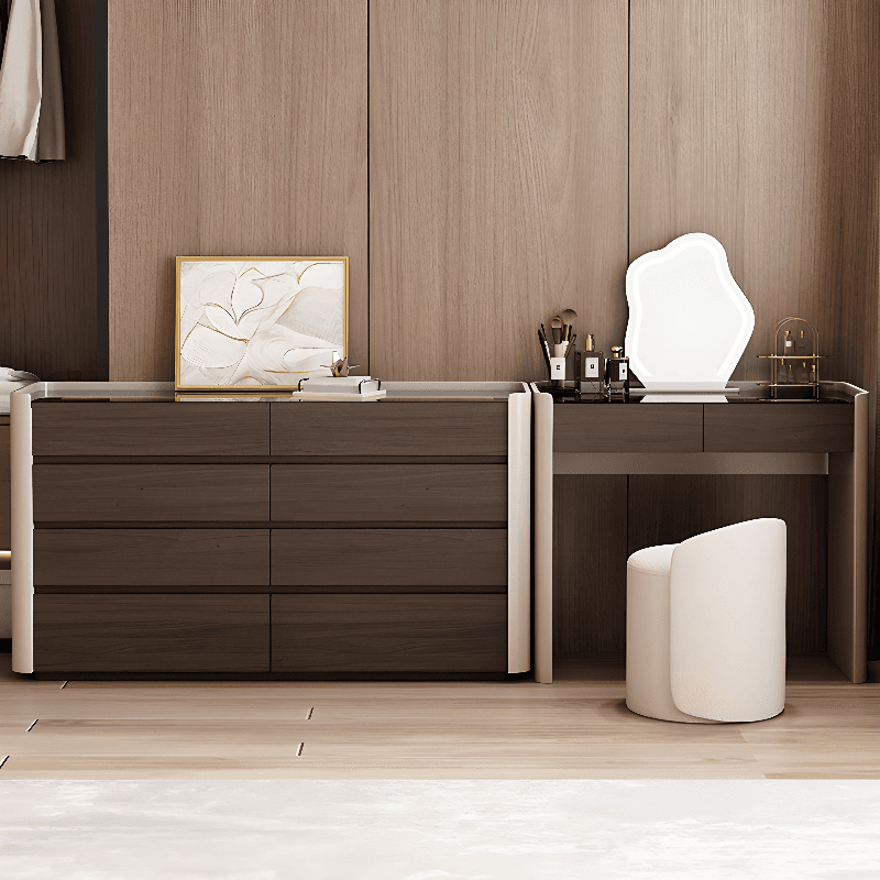 Auburn Multi-Purpose Vanity Set with 10 Drawers, Lighting, and 2-in-1 Functionality