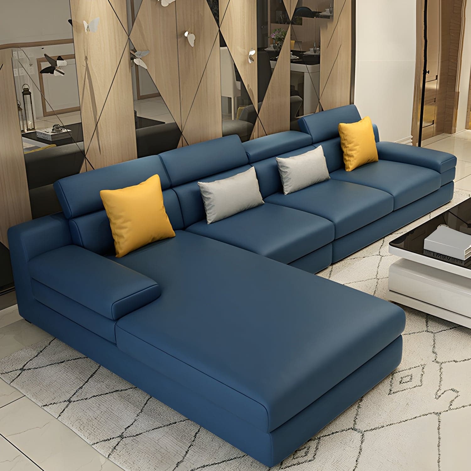 Modern L-Shape Sofa Chaise in Large Size with Cushion Back and Sponge Seat Fill - image 3