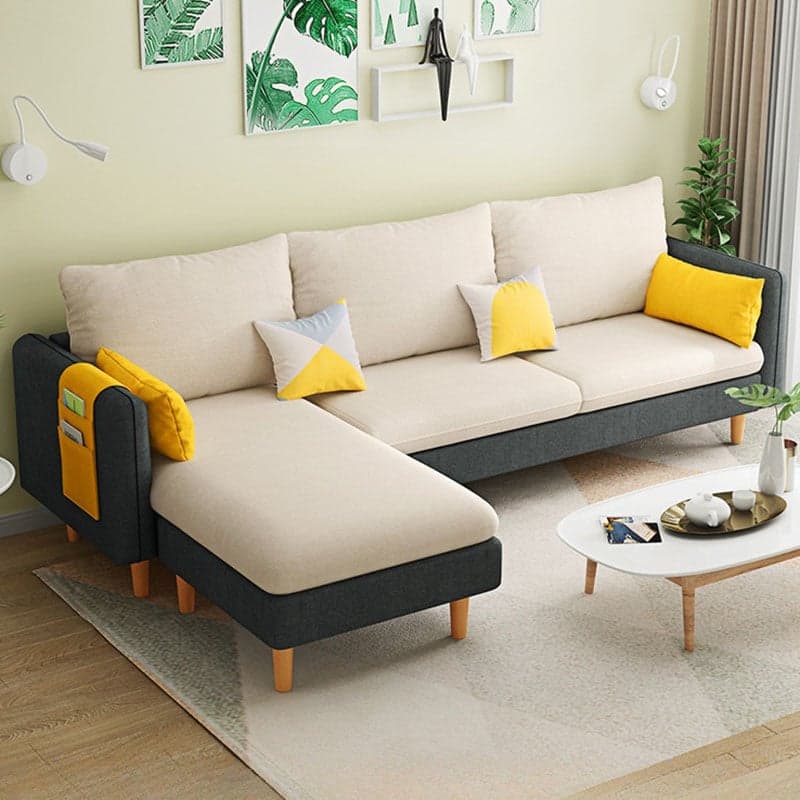 Modern Simple Style L-Shape Natural Wood Reversible Corner Sectional for Living Space - image 5
