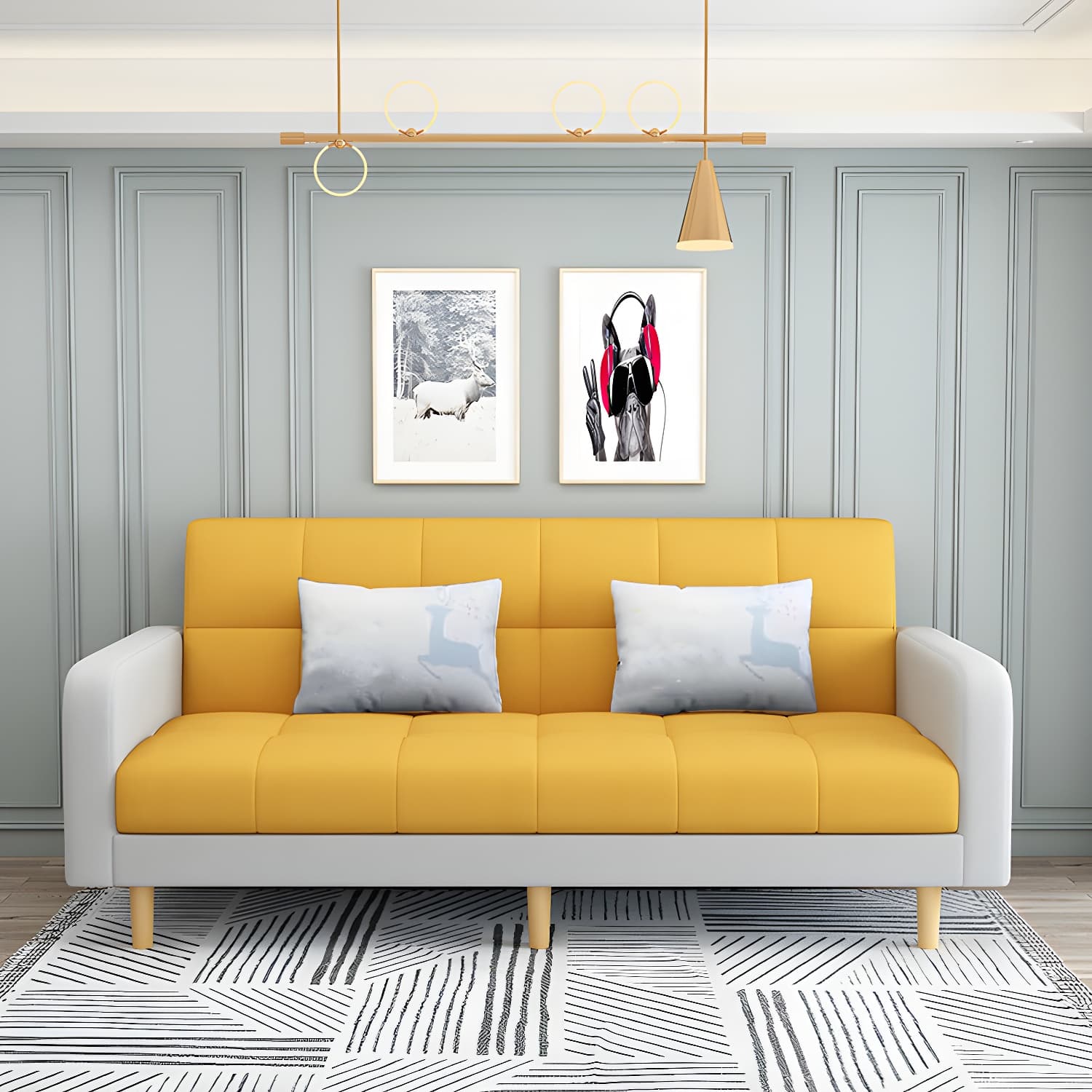 Convertible Biscuit Back Sofa Bed 32.28"High Square Arm Sofa for Apartment - image 13