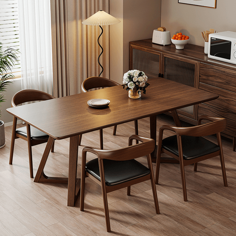 Wood Grain/Tan Simplistic Rectangular Lumber Fixed Dining Table for 6 People/for 4, Standard Table Height - image 6