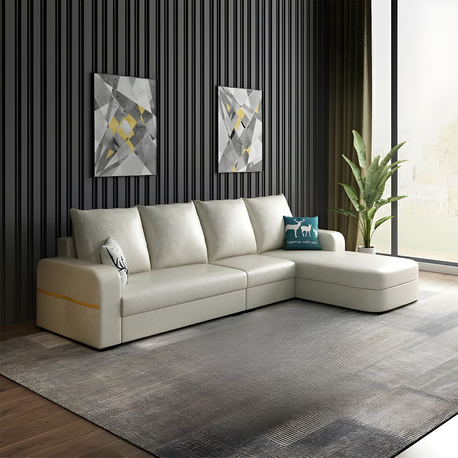 Modern Reversible L-Shape Wooden Frame Sectional Sofa with Square Arm and Storage Included - image 11