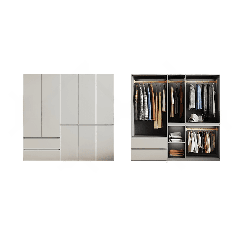 Cream Trendy Reclaimed Wood Wardrobe Armoire with Soft Close Drawer, Soft Close Door, Interior Shelves, and Clothing Rod - image 17