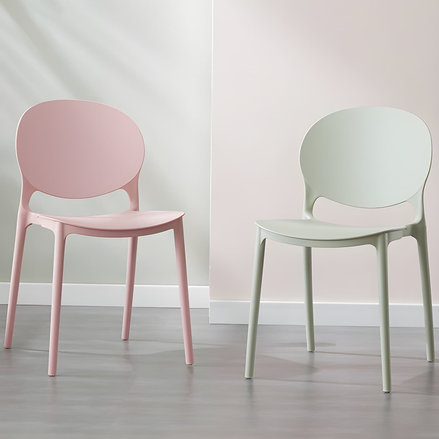 Scandinavian Armless Dining Chairs Stackable Plastic Open Back Side Chair - image 24