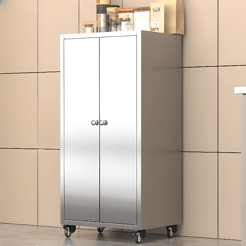 Metallic Sideboard on Roller Wheels with Stainless Steel Countertop - image 12