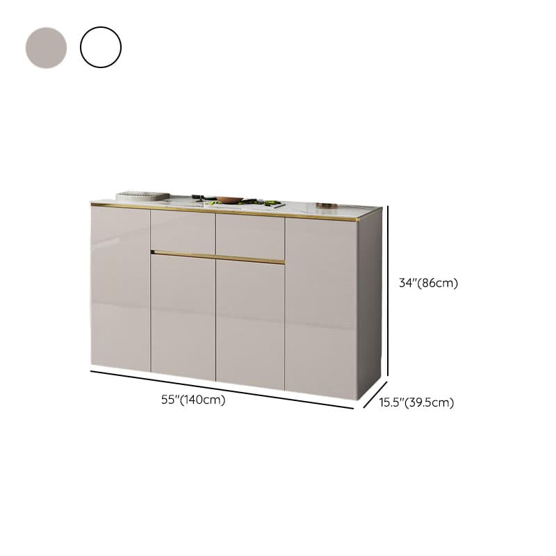 Elegant Standalone Sideboard with 5 Drawers, 5 Doors, and Faux Marble Countertop - image 11