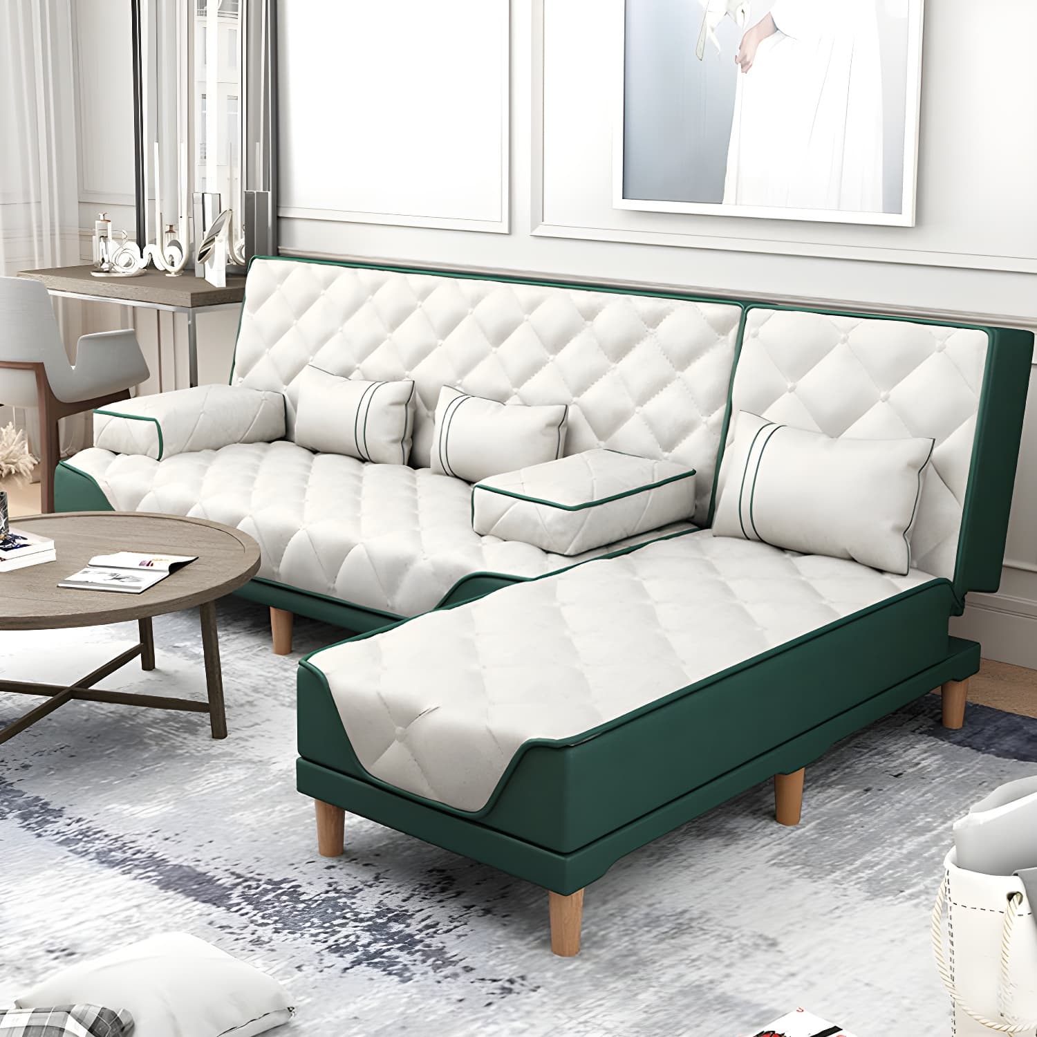 Contemporary Tight Back Convertible Sofa and Chaise with Pillow Top Arm - image 9