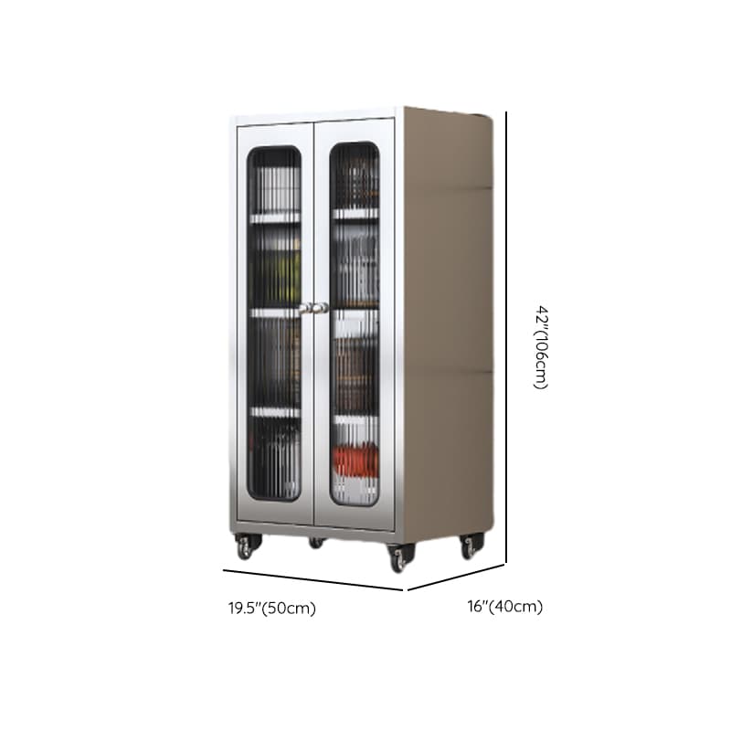Metallic Sideboard on Roller Wheels with Stainless Steel Countertop - image 31