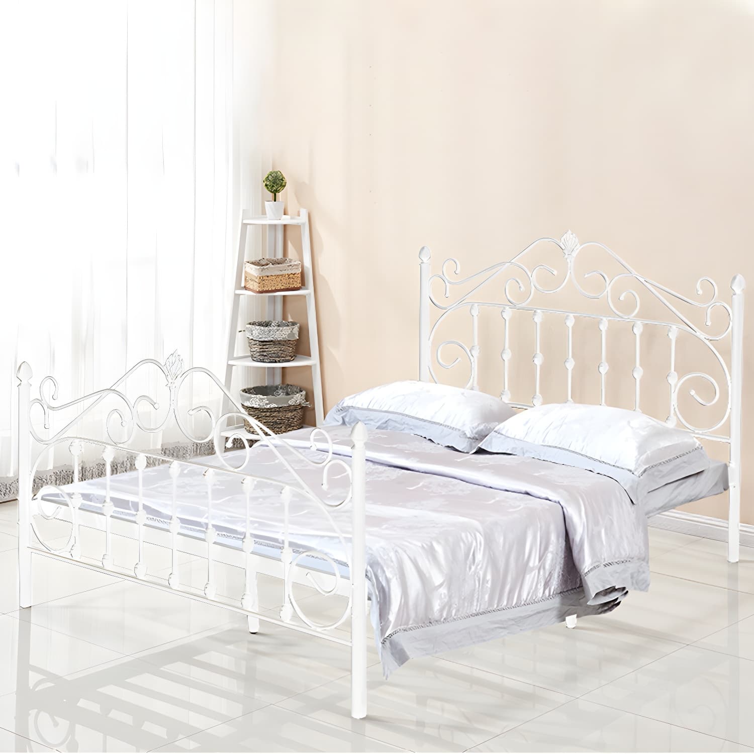 Glam Style Metal Iron Material with Headboard Gold/black/white Bed - image 14
