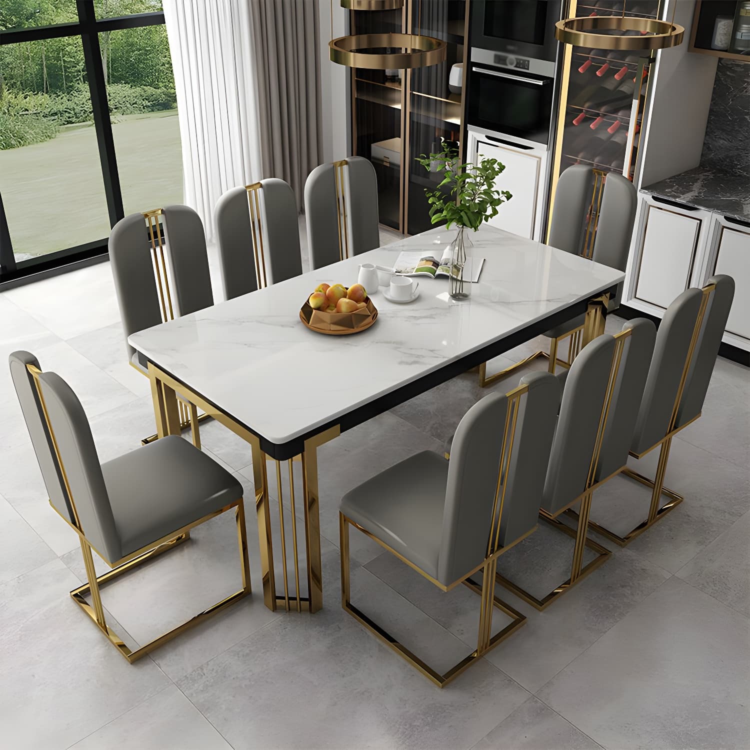 Modern 1/2/7/9 Pieces Dining Set Marble Dining Furniture Set /Separate Items - image 3