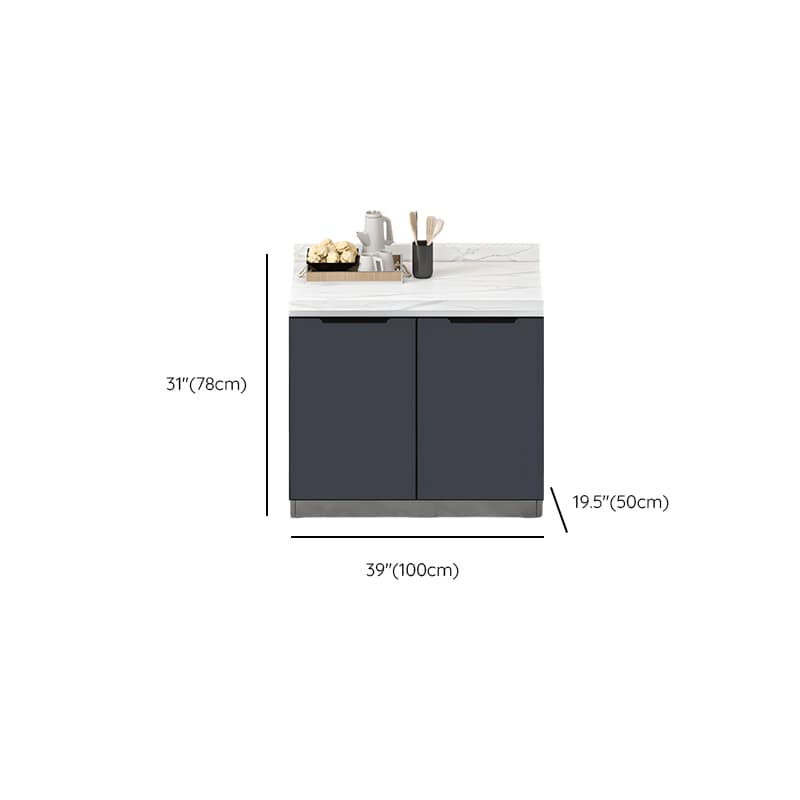 Grey Simple Sideboard with Standard/Narrow Size, 1 Shelf, Sintered Stone Countertop, and Multiple Doors Larder Storage - image 6