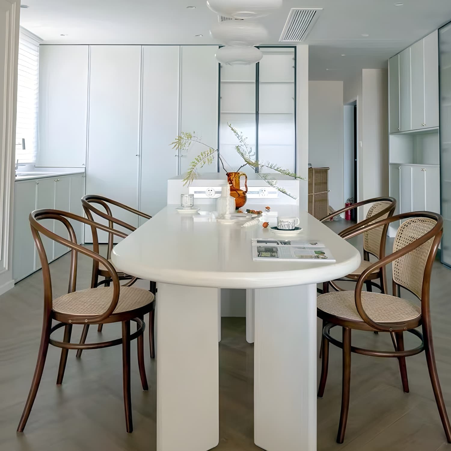 Contemporary Artificial Wood Top Oval Dinette Table Simple Dining Table for Living Room - image 5