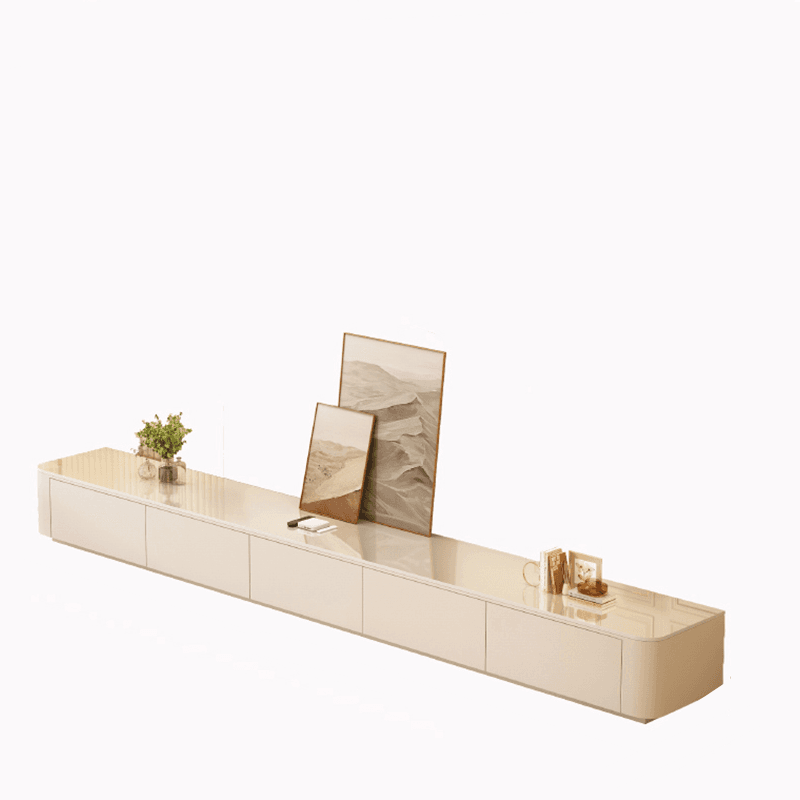 Trendy Grey/White Stone TV Stand with Multiple Drawers and Cable Management - image 9