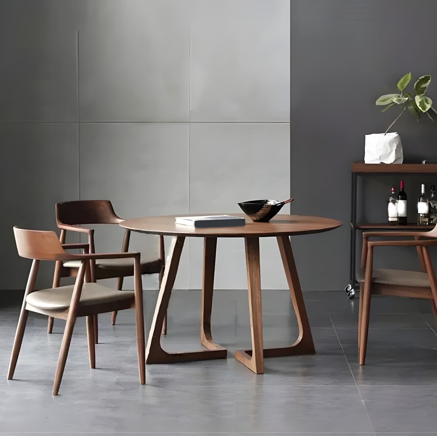 Round Dining Room Table Set 1/2/4 Pieces Modern Solid Wood Dining Room and Arm Chairs - image 3