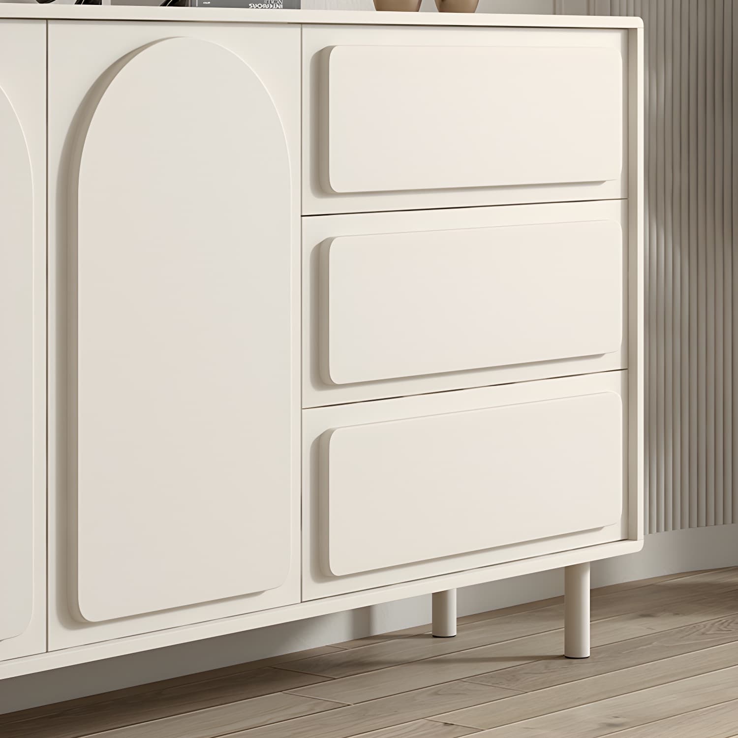 37.4"Tall White Wooden Cabinet , 3- Drawer Rectangle Accent Cabinet - image 8