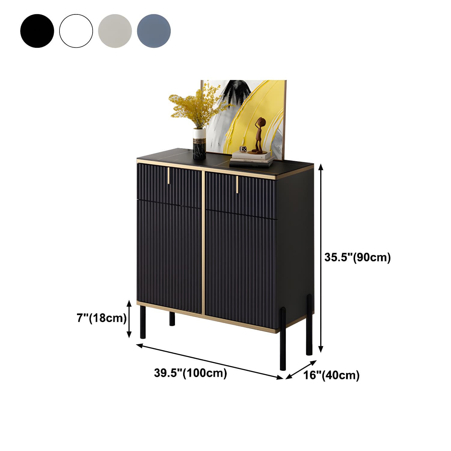 Artificial Wood Sideboard Glam Sideboard with Doors for Living Room - image 15