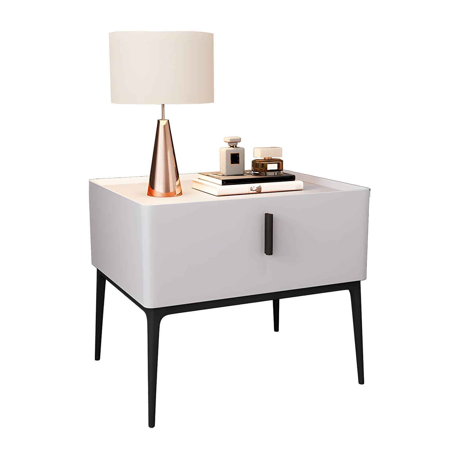 Mid-Century Modern 19-inch Tall Night Table 4 Legs Nightstand with 1 Drawer - image 8