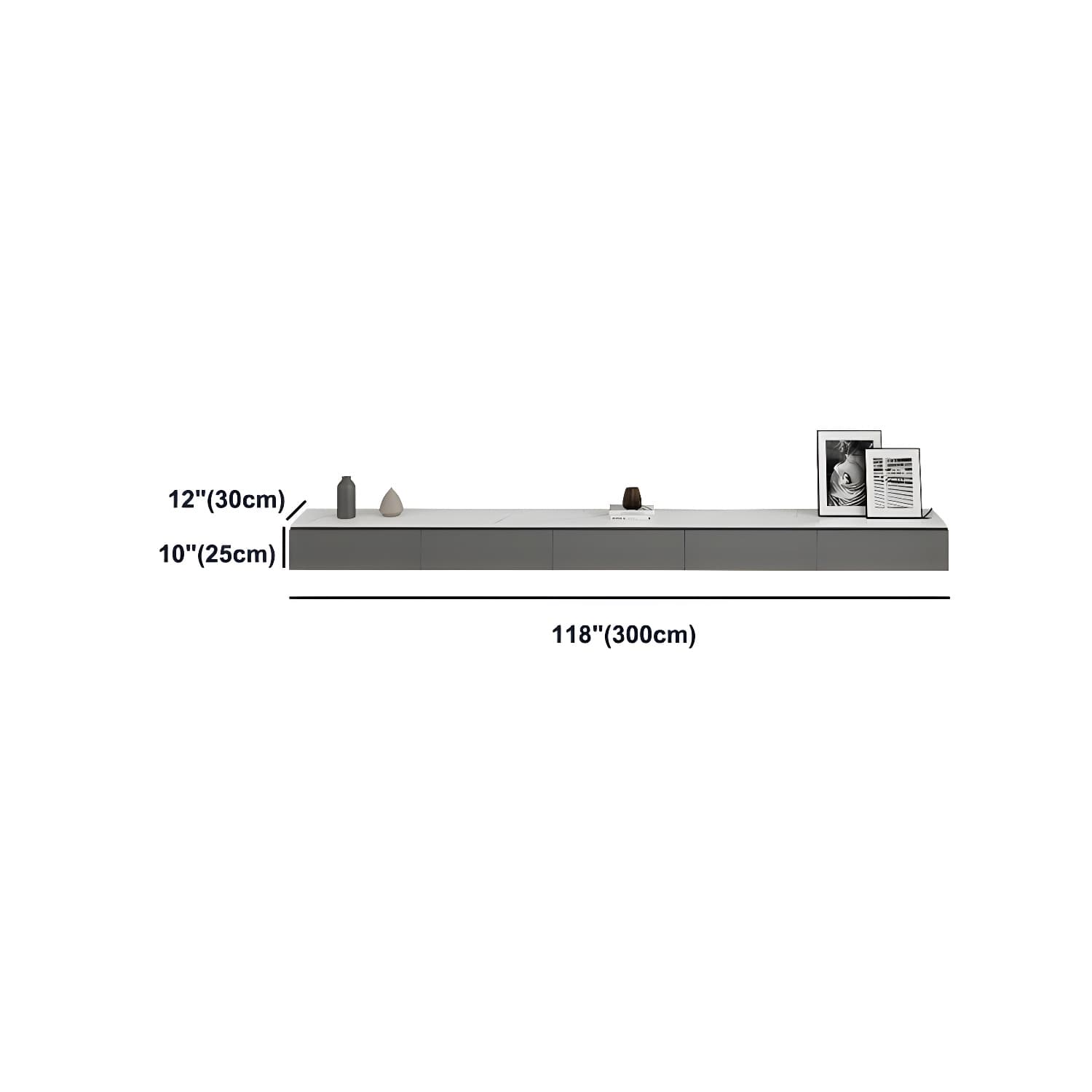Modern Wall-mounted TV Stand Stone Enclosed Storage TV Cabinet with Drawers - image 17