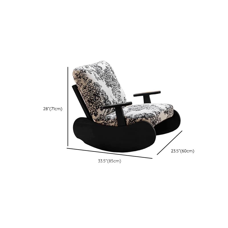 Black/Jade Green/Ivory Art Deco Upholstered Rocking Armchair with Recessed Arm - image 23