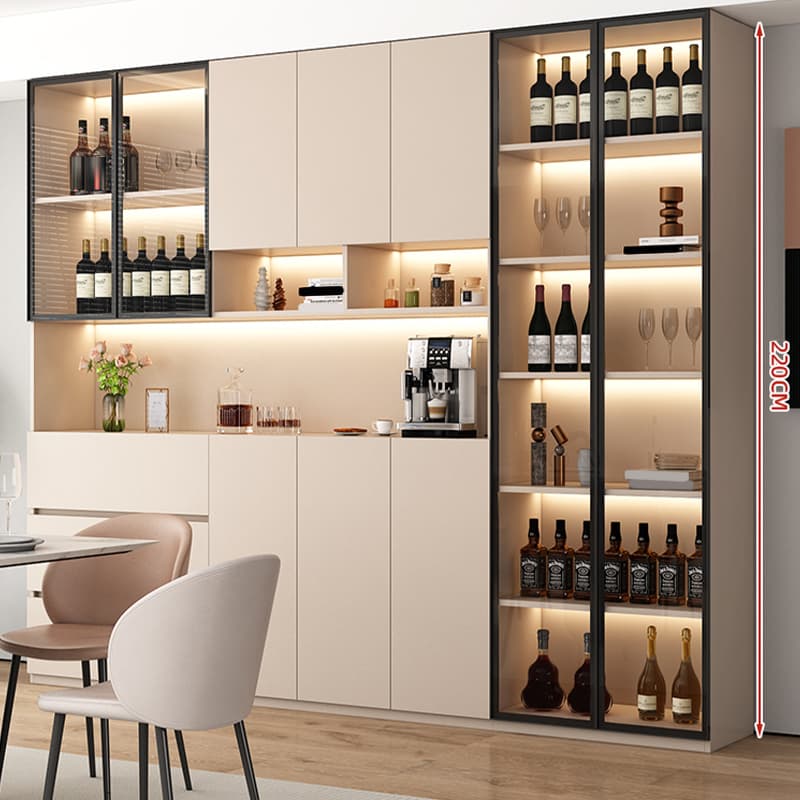 Off-White Contemporary Wood Buffet Sideboard with Cabinets and Shelves - image 3