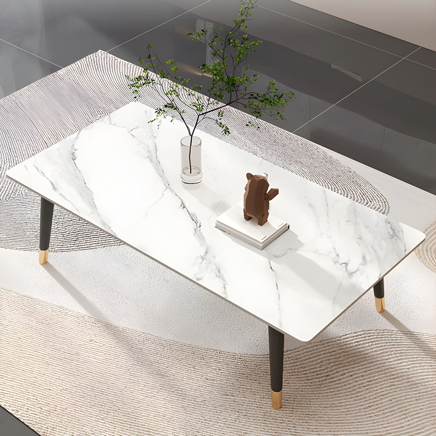 4 Legs Single Coffee Table Modern Slate Rectangular Coffee Table - image 3