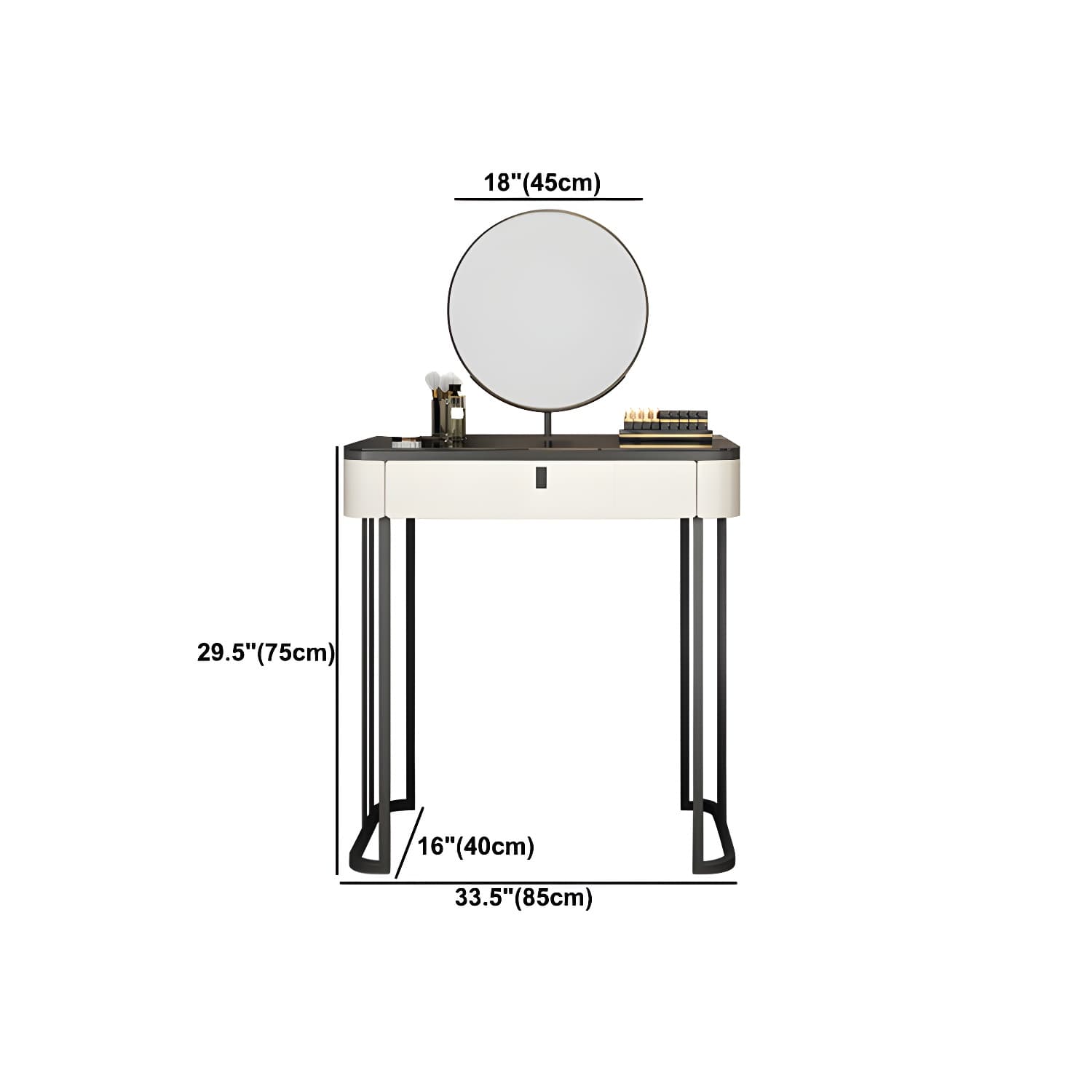 Modern Minimalist White Vanity Table Set 29.53" H Glass Top Vanity Table with Storage - image 19