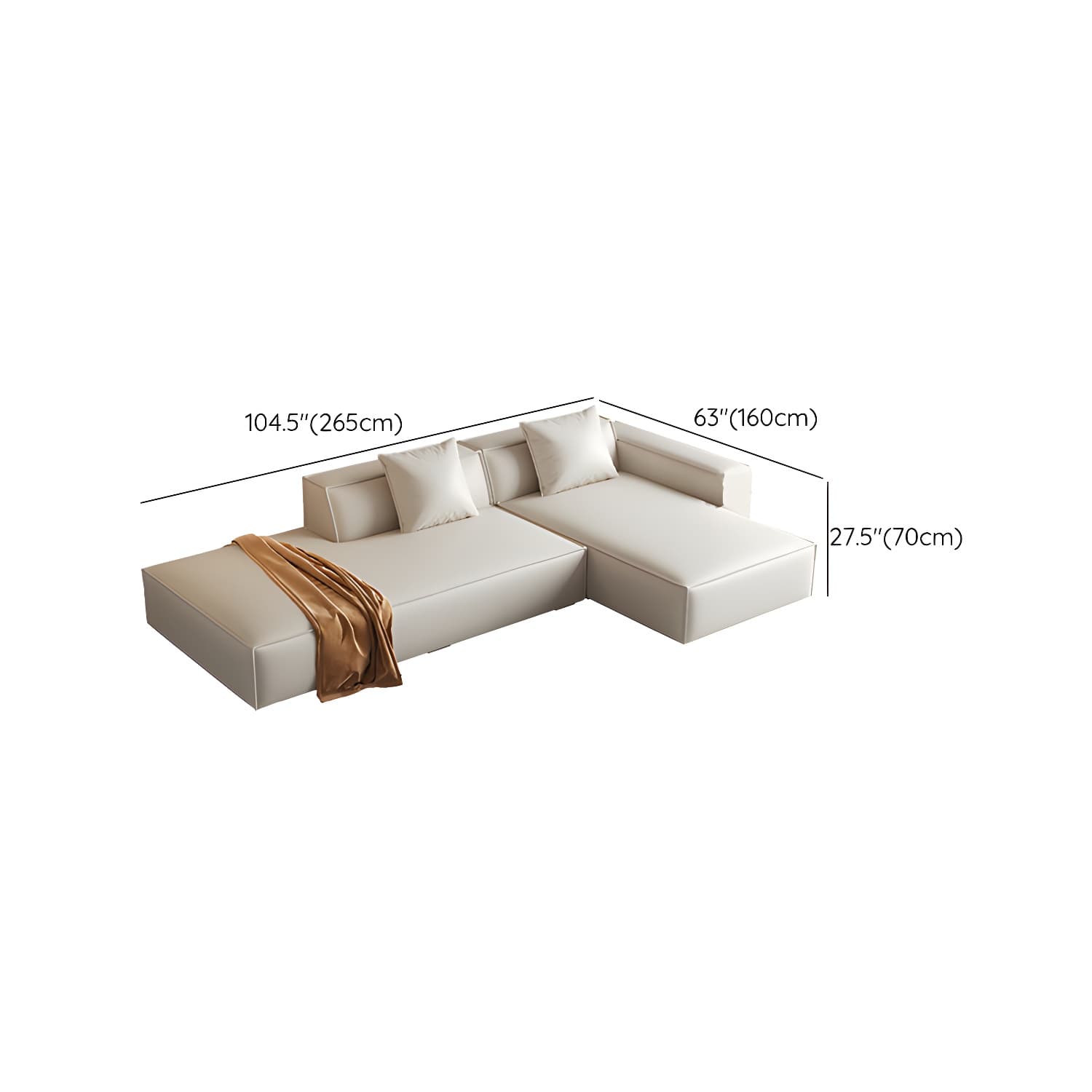 Modern Beige Square Arm Stationary Sectional Sofa in Pine Wood Frame - image 19