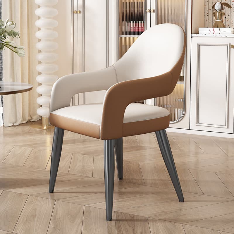 Faux Leather Arm Chair with Standard Back and Metal Legs in Gray for Kitchen & Dining - image 7