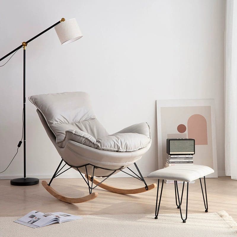 Modern Upholstered Rocking Chair Set with Slipcover and Ottoman - image 5