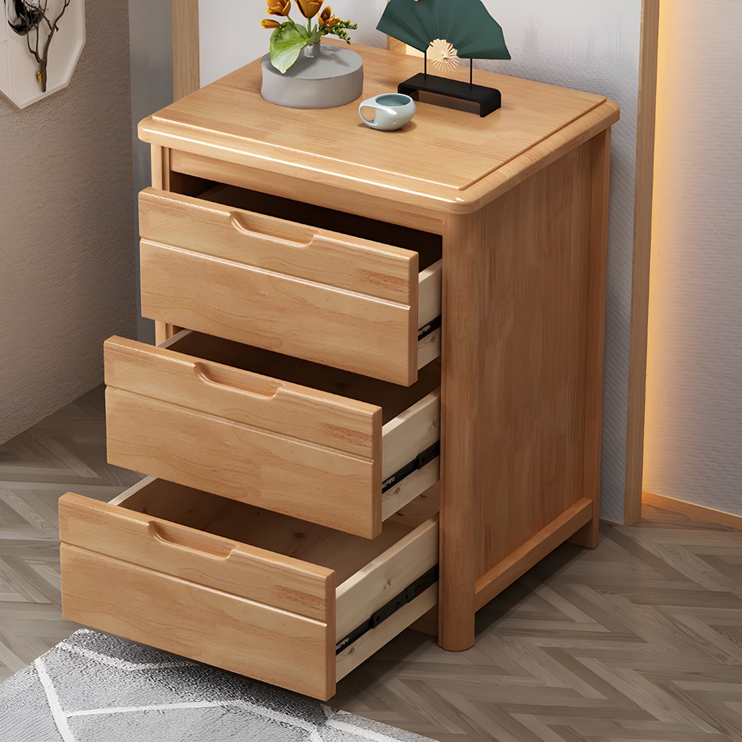 Traditional Wood Dresser with Drawers in Narrow Design and Rubberwood Material - image 11