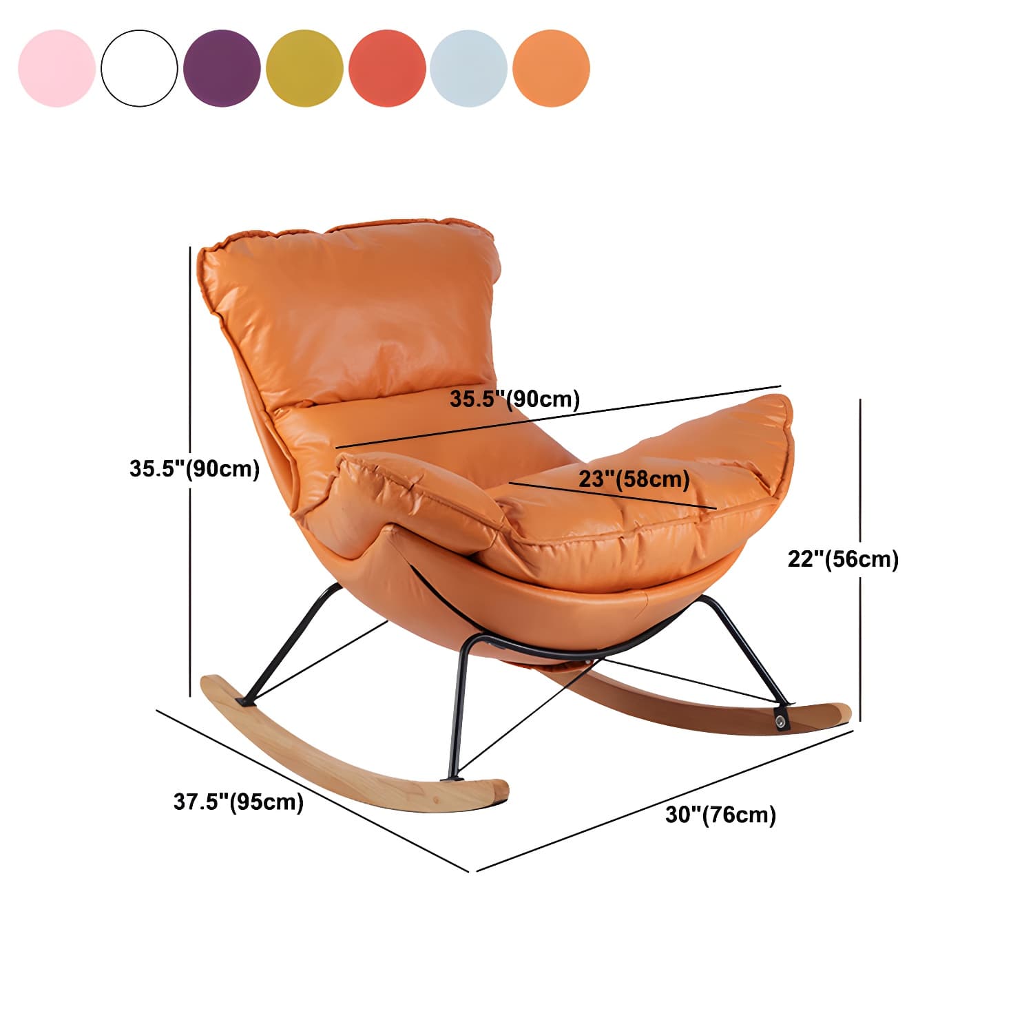 Contemporary Rocking Chair Fabric Upholstered Tufted Wing Chair Back Baby Rocking Chair - image 16