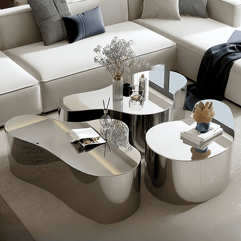 Silver/Polished Brass Alloy Irregular/Rounded Accent Table - image 4