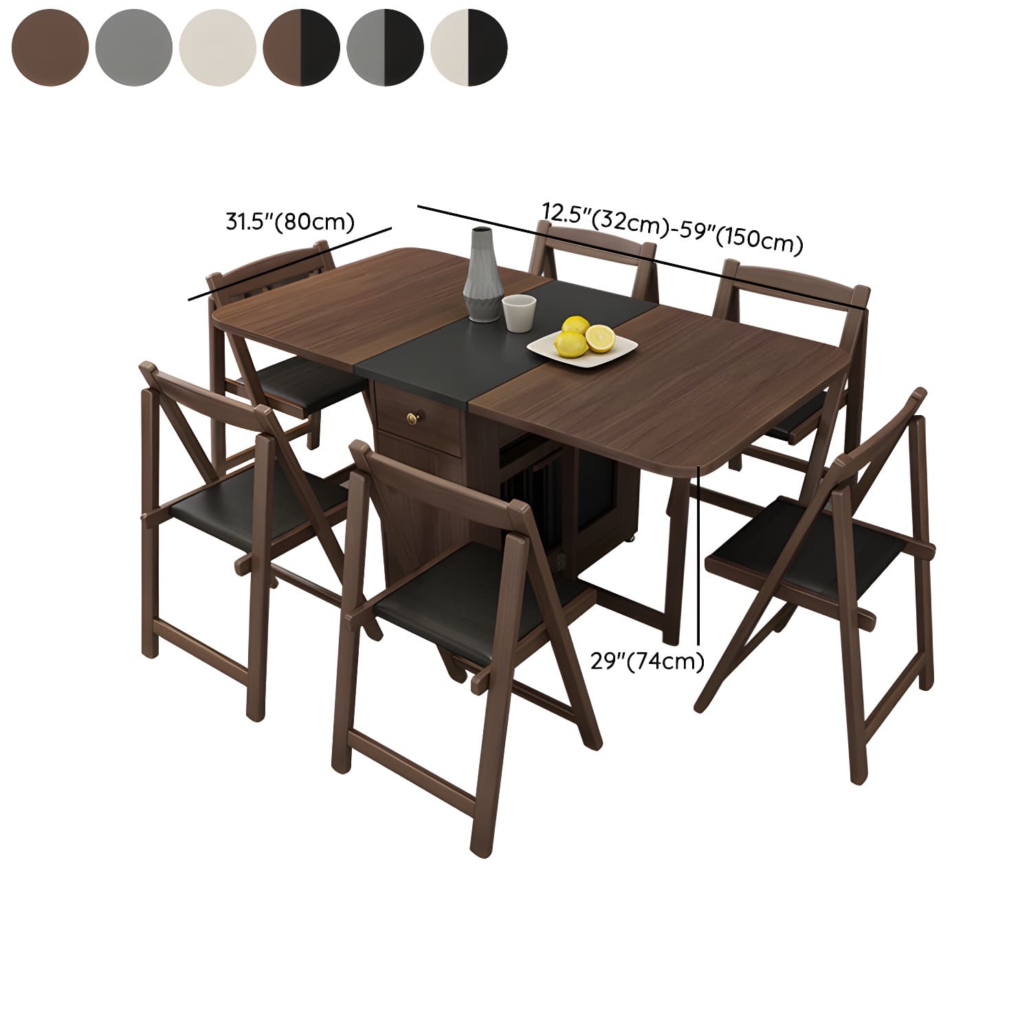 3/5/7 Pieces Modern Folding Solid Wood Multi Purpose Dining Set for Home - image 20