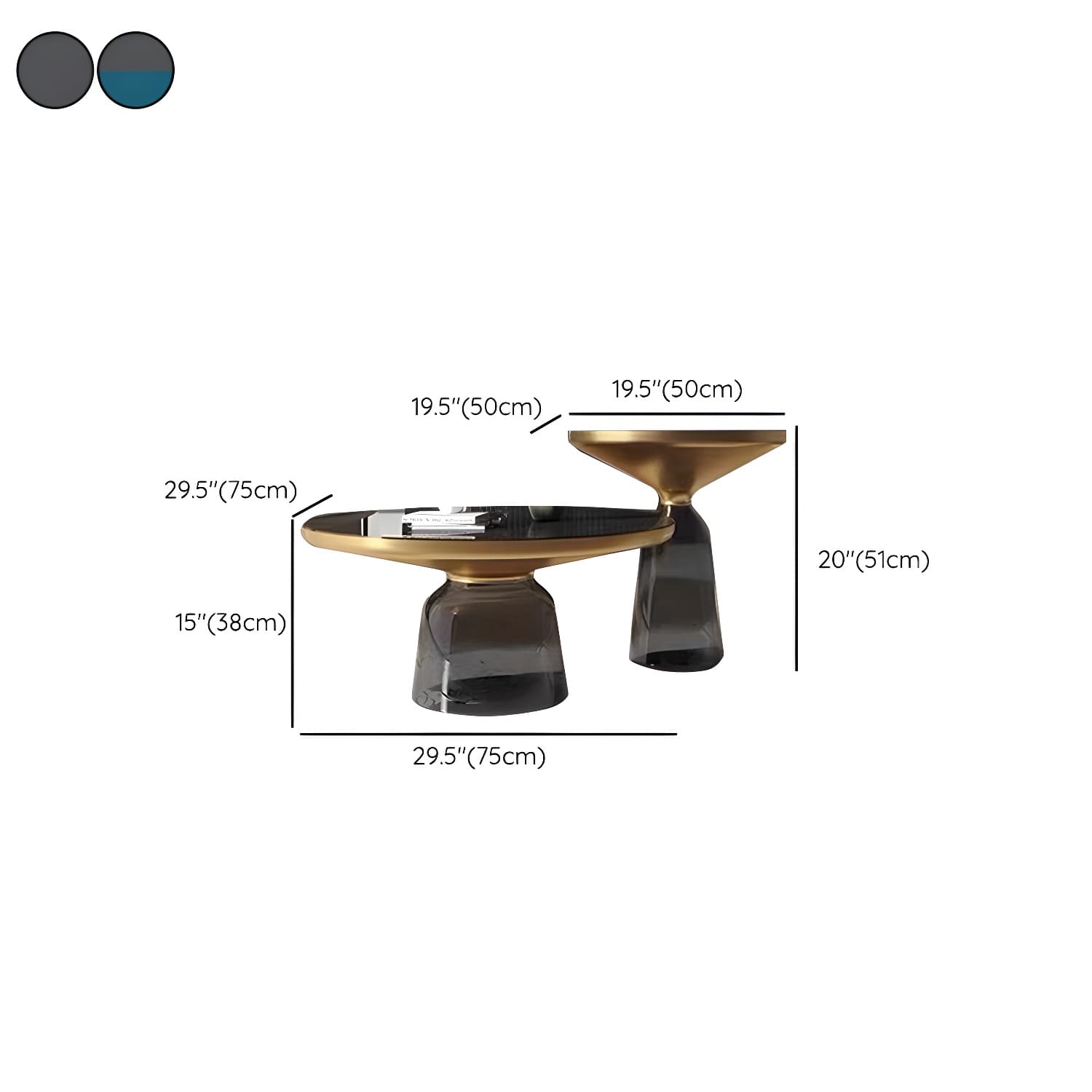 Small Size Modern Round Black Glass Coffee Table - Pedestal Base, Non-Upholstered - image 18