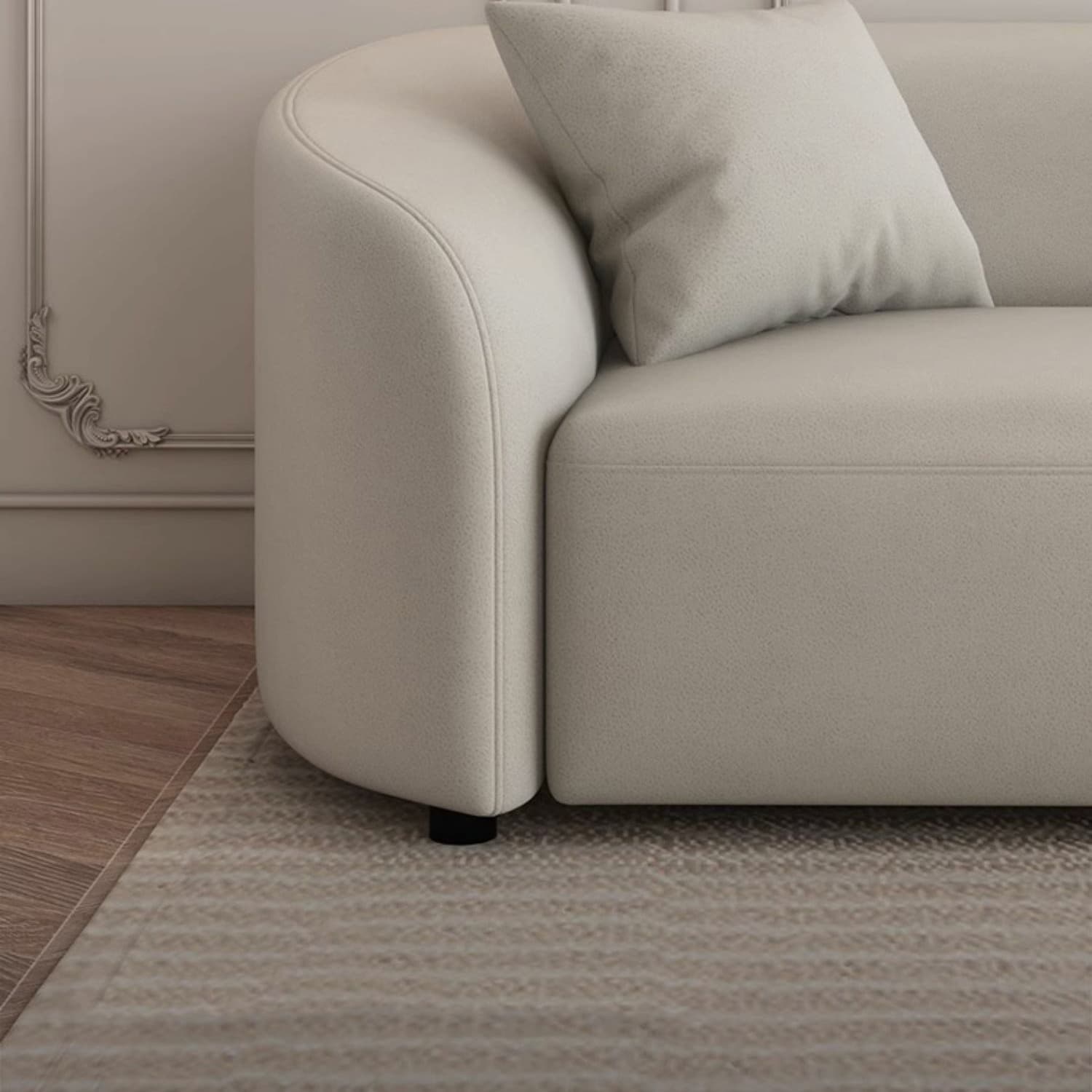 Modern Beige Tech Cloth Stationary Sectional Sofa with Wood Frame and Flared Arms - image 9