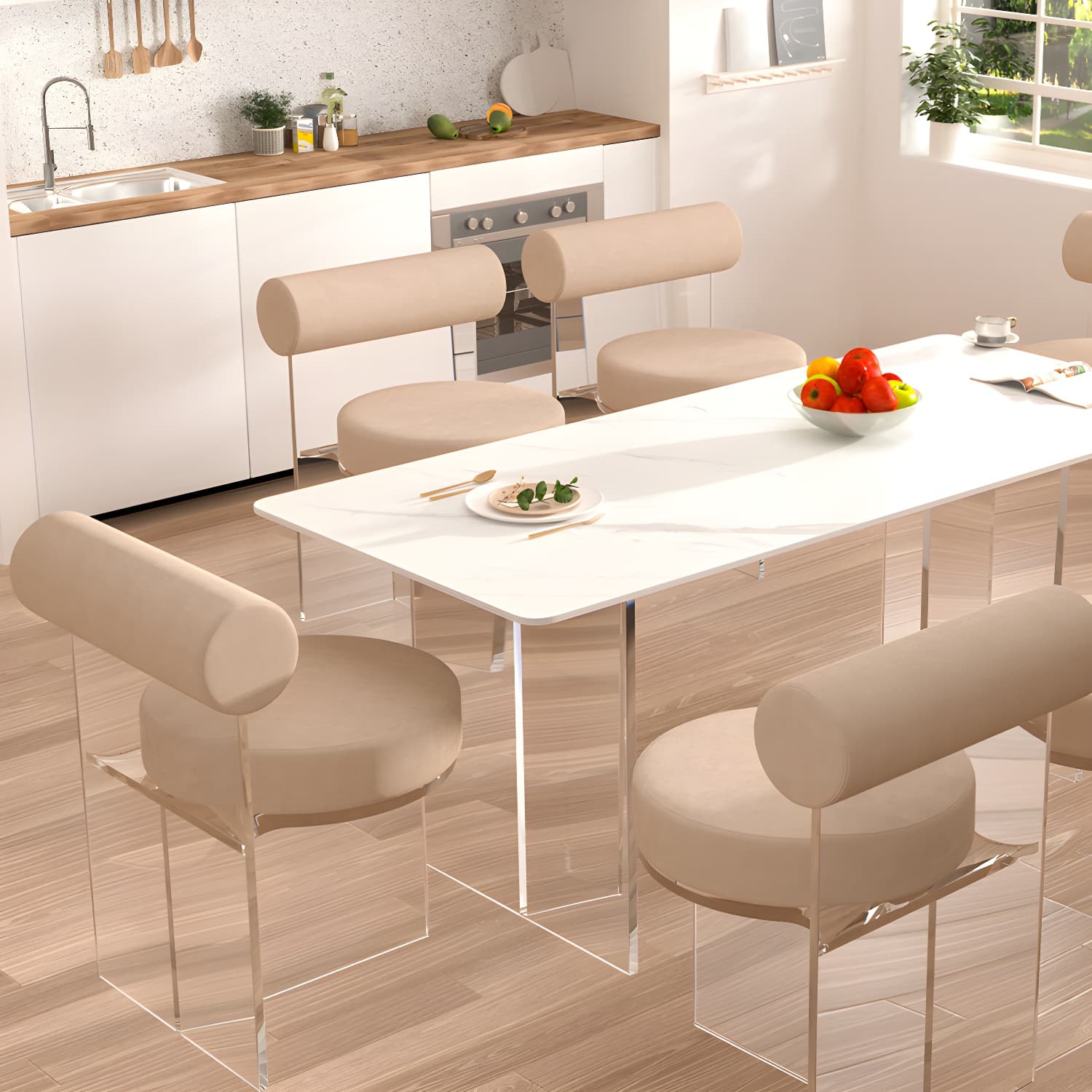 Modern Clear Leg Side Chair with Solid Back and Low Back Heights for Kitchen & Dining - image 21