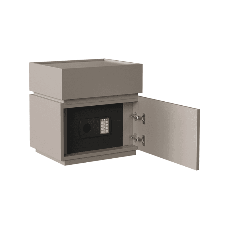 Organic Modern Bedside Cabinet Nightstand with 1 Drawer, 1 Cabinet, 2 Shelves, Right Orientation, and Particle Board Wood - image 3
