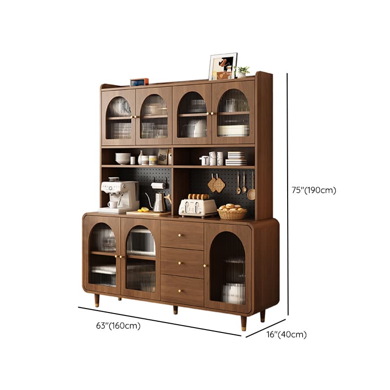 3 Drawers Modish Tan Standard Sink Cabinet with Glass Doors, 2 Shelves/1 Shelf, and Cabinets - image 21