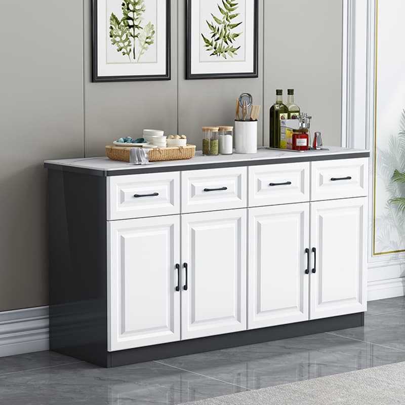 Natural Finish/Light Wood/Ashen Wood Floor Sideboard with Countertop and Kitchen Appliance Storage - image 9