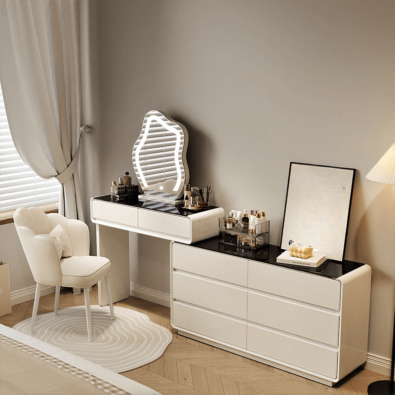Vanity Set with Lighting, Scalable, and Push-Pull Features